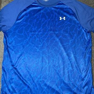 Under Armour The Tech Tee Workout Shirt Blue With Pattern Men’s Size XL